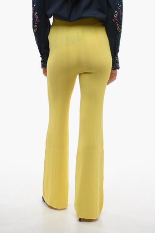 Ribbed High-Waist Palazzo Trousers
