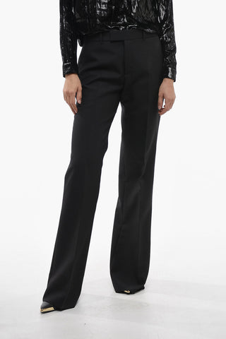 Wool Blend Palazzo Pants with Hidden Closure