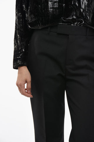 Wool Blend Palazzo Pants with Hidden Closure