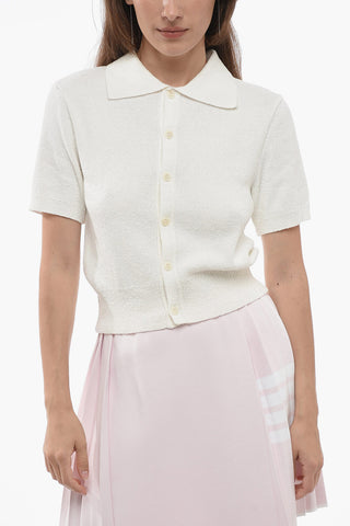 Short Sleeve Terry-Cotton UNISEX Sweater with Polo Neck