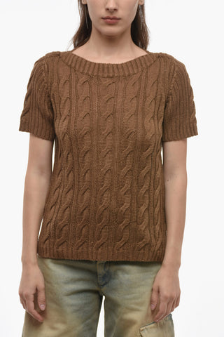 Maglia Aran in Lino con Dettaglio Openwork