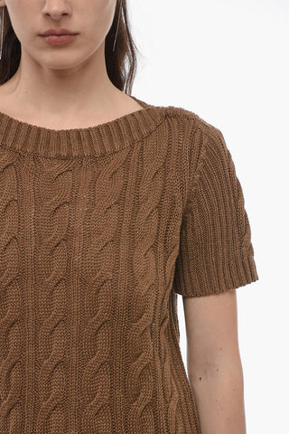 Maglia Aran in Lino con Dettaglio Openwork