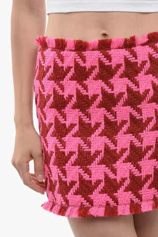 Houndstooth Patterned Tweed Miniskirt