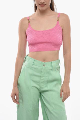 Knitted Crop Top with Jewel Buckles