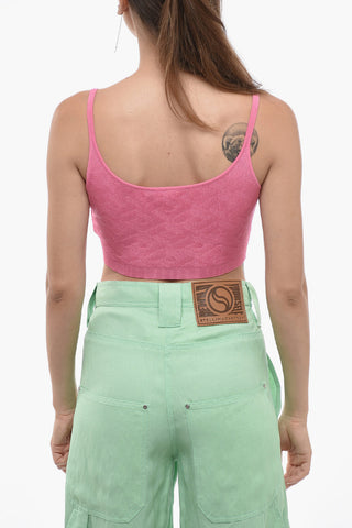 Knitted Crop Top with Jewel Buckles