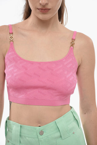 Knitted Crop Top with Jewel Buckles