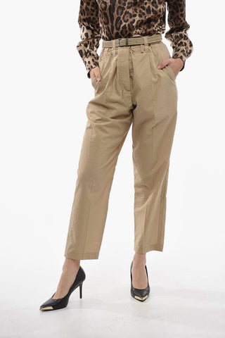 Single-pleated Chinos Pants with Woven Belt