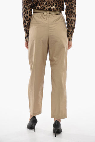 Single-pleated Chinos Pants with Woven Belt