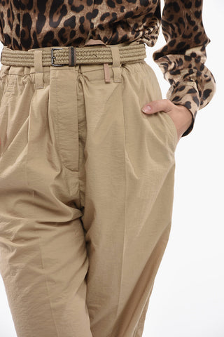 Single-pleated Chinos Pants with Woven Belt