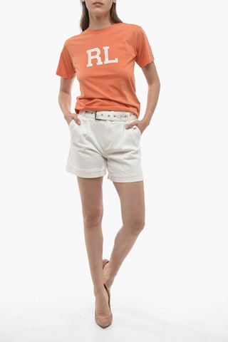 Denim Pleated Shorts with Belt