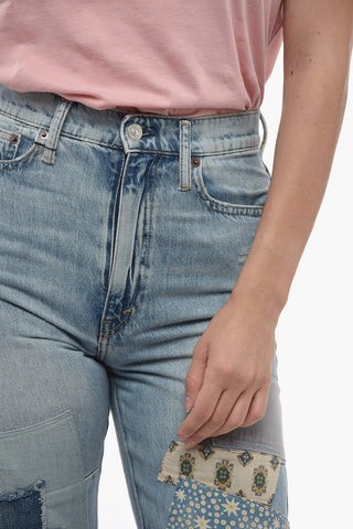 High-waisted Flared Denims with Patchwork