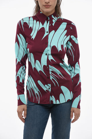 Camicia in Satin con Motivo Waves