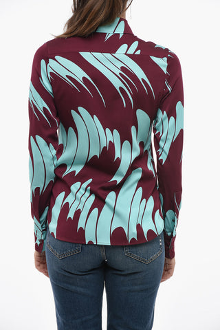 Camicia in Satin con Motivo Waves
