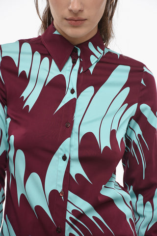 Camicia in Satin con Motivo Waves