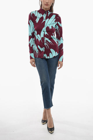 Camicia in Satin con Motivo Waves