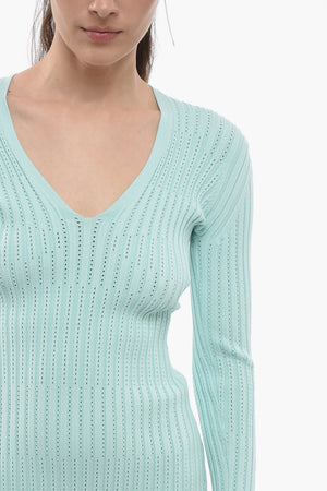 Fitted Ribbed Dress LILIBET with V-Neck