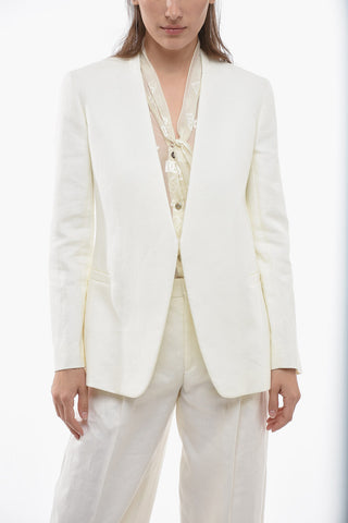 Blazer Buttonless in Lino con Spacco Posteriore