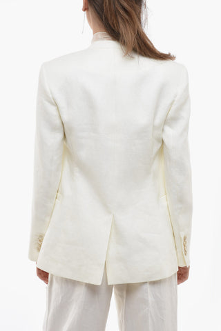 Blazer Buttonless in Lino con Spacco Posteriore