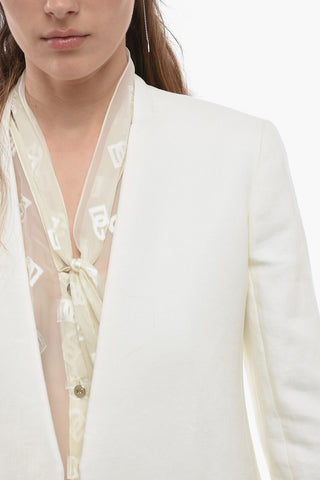 Blazer Buttonless in Lino con Spacco Posteriore