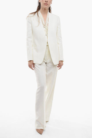 Blazer Buttonless in Lino con Spacco Posteriore