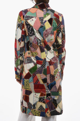 Multipatterned Patchwork Coat with Flap Pockets