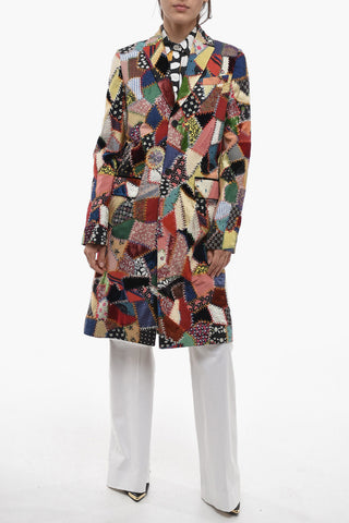 Multipatterned Patchwork Coat with Flap Pockets