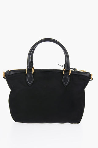 Nylon Handbag with Logo Plaque