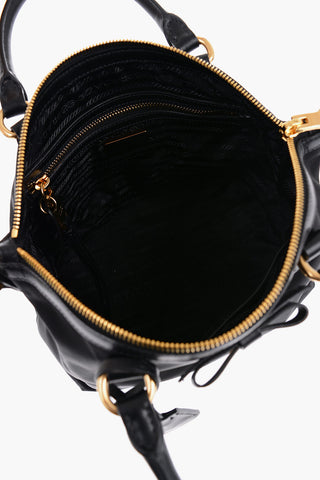 Nylon Handbag with Logo Plaque