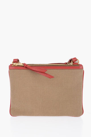 Jacquard Fabric Pochette with Leather Shoulder Strap