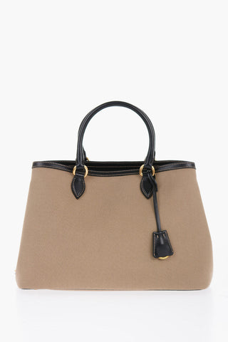 Canvas Handbag with Leather Handles