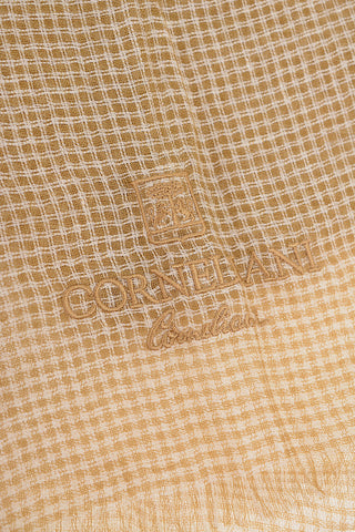 Checked Flax Silk and Cashmere Foulard