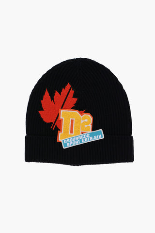 Ribbed Beanie with Contrasting Patches