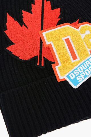 Ribbed Beanie with Contrasting Patches