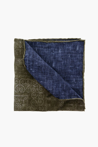 Paisley Patterned Silk and Cotton Pocket Square