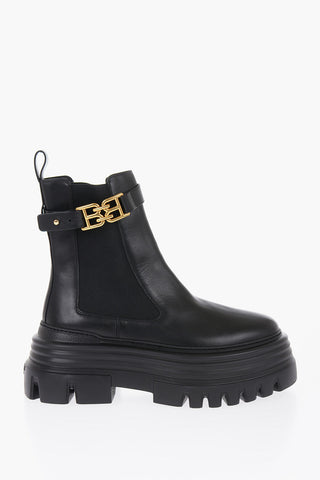 Leather GREBY Chelsea Booties with Logoed Ankle Strap