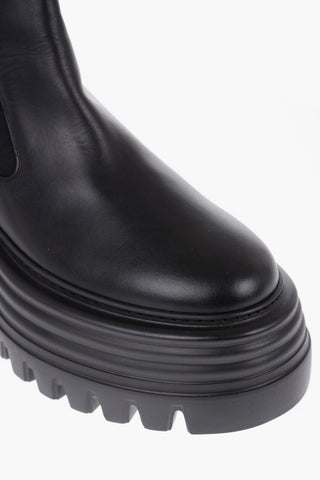 Leather GREBY Chelsea Booties with Logoed Ankle Strap