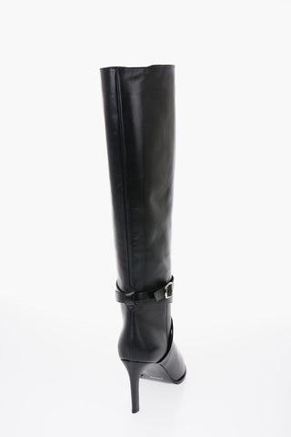 Leather Knee-high Boots with Ankle Strap 8cm