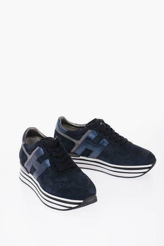 Suede Sneakers with Lamè Leather Logo