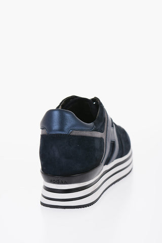 Suede Sneakers with Lamè Leather Logo