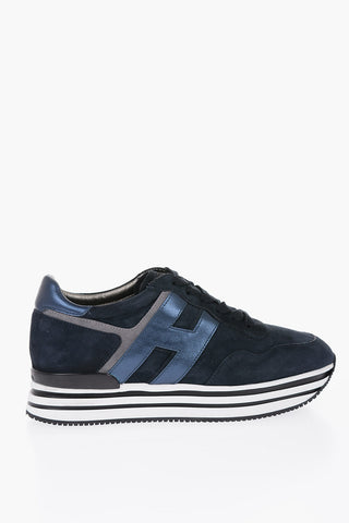 Suede Sneakers with Lamè Leather Logo