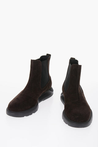 Suede Chelsea Booties with Rubber Sole