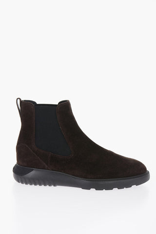 Suede Chelsea Booties with Rubber Sole