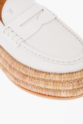 Leather Penny Loafers with Raffia Sole