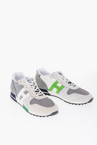 Leather and Canvas Sneakers with Embroidered Logo