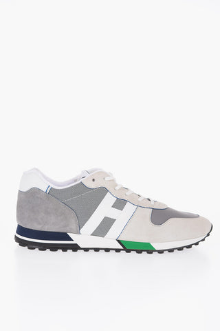 Leather and Canvas Sneakers with Embroidered Logo