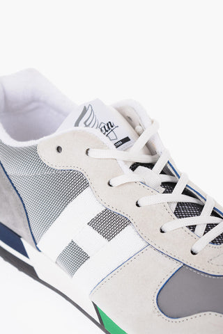 Leather and Canvas Sneakers with Embroidered Logo