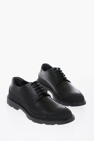 Leather Derby Shoes with Rubber Sole