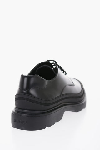 Leather Derby Shoes with Rubber Sole