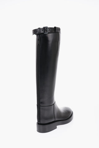 Leather STAN RIDING Knee-high Boots with Back Full Zip
