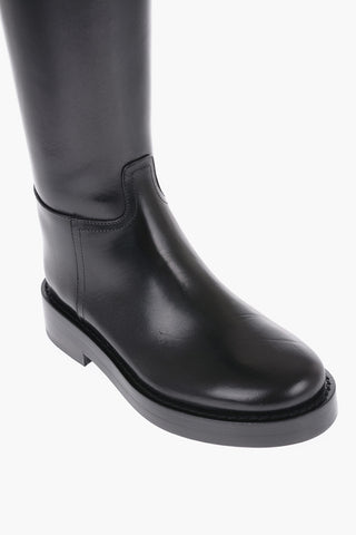Leather STAN RIDING Knee-high Boots with Back Full Zip